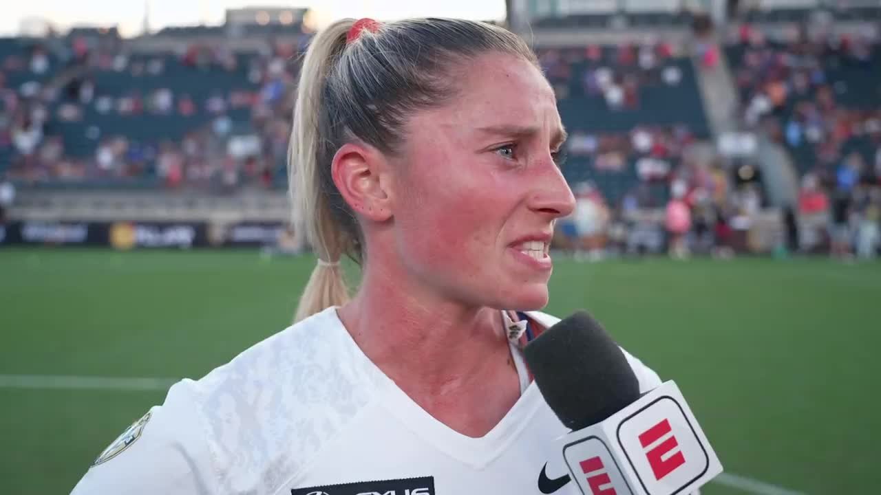 Dana Boyle speaks with Ally Kennedy after she helps the Maryland Charm secure the inaugural WLL Championship